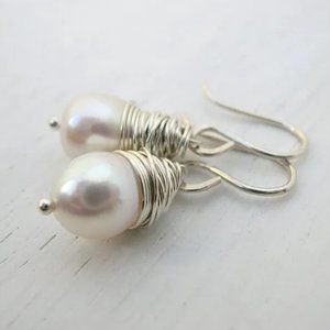 Sundance Pearl Teardrop and Silver Dangle Earrings